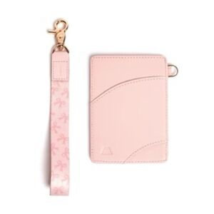 Chic Pink Card Holder with Wrist Strap